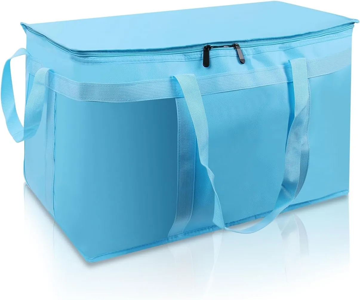 1 Pack Insulated Food Delivery Bag Blue Pizza Delivery Bags for Hot & Cold Food, Large Capacity Reusable Warming Bag Catering Cooler Bag for Party