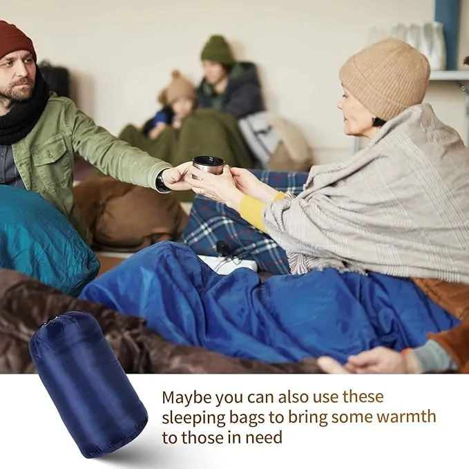 10 Pcs 0 Degree Camping Sleeping Bags Bulk for Adults Cold Weather Sleeping Bags 4 Season Warm Waterproof Lightweight with Compression Sack for Backpacking Hiking Travel Homeless