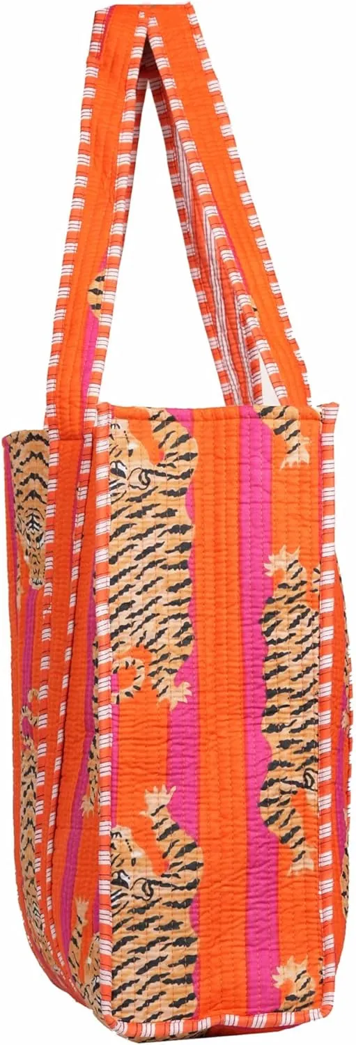 100% Cotton Jungle Print Shoulder Bag Tote Bag Women Reversible Shopping Bag and Grocery Bags Stylish Travel Bag Gift for Her