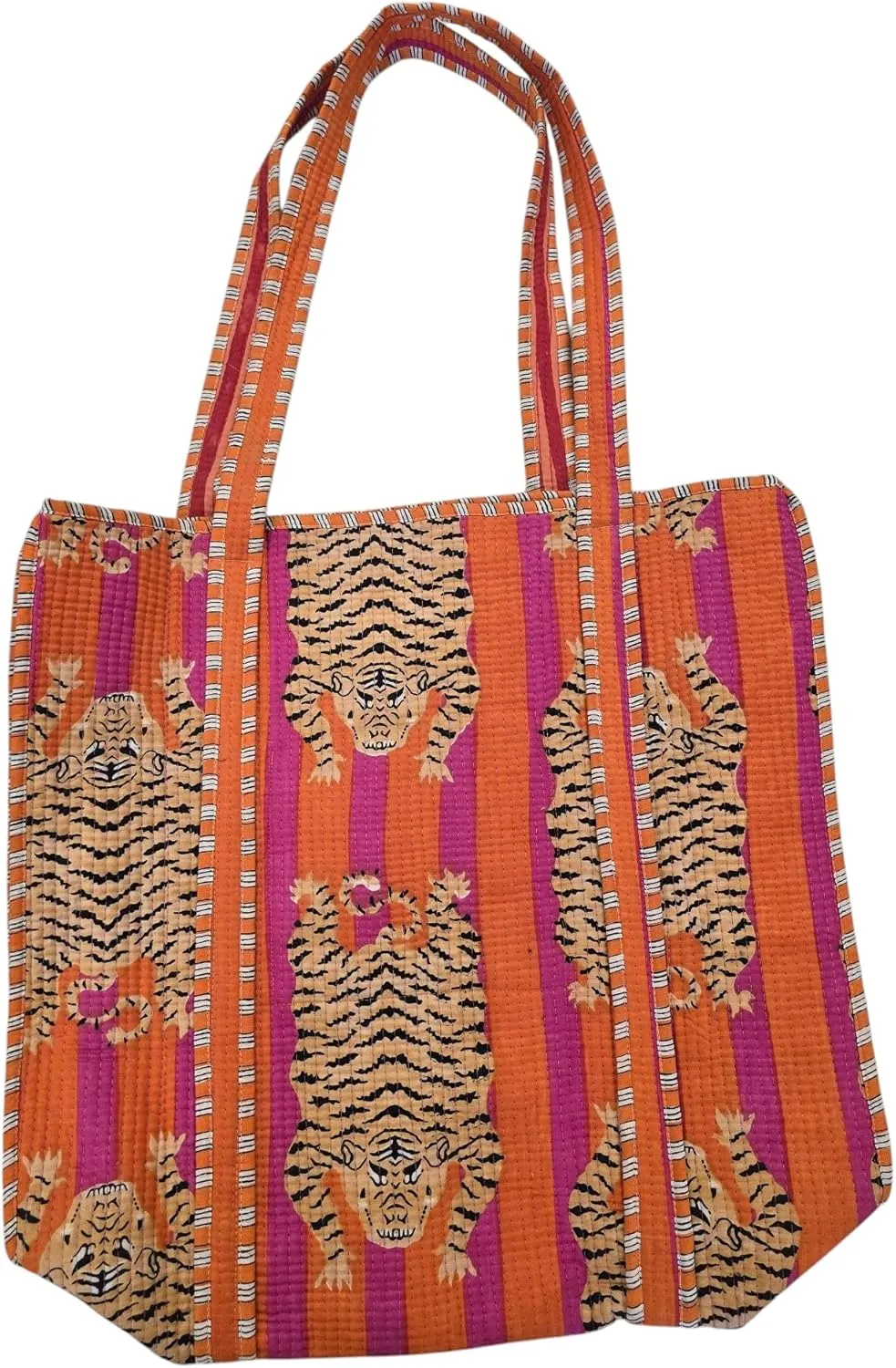 100% Cotton Quilted Tote Bag –Handmade Shoulder Bag Animal Print Lightweight for Shopping, Travel & Daily Use