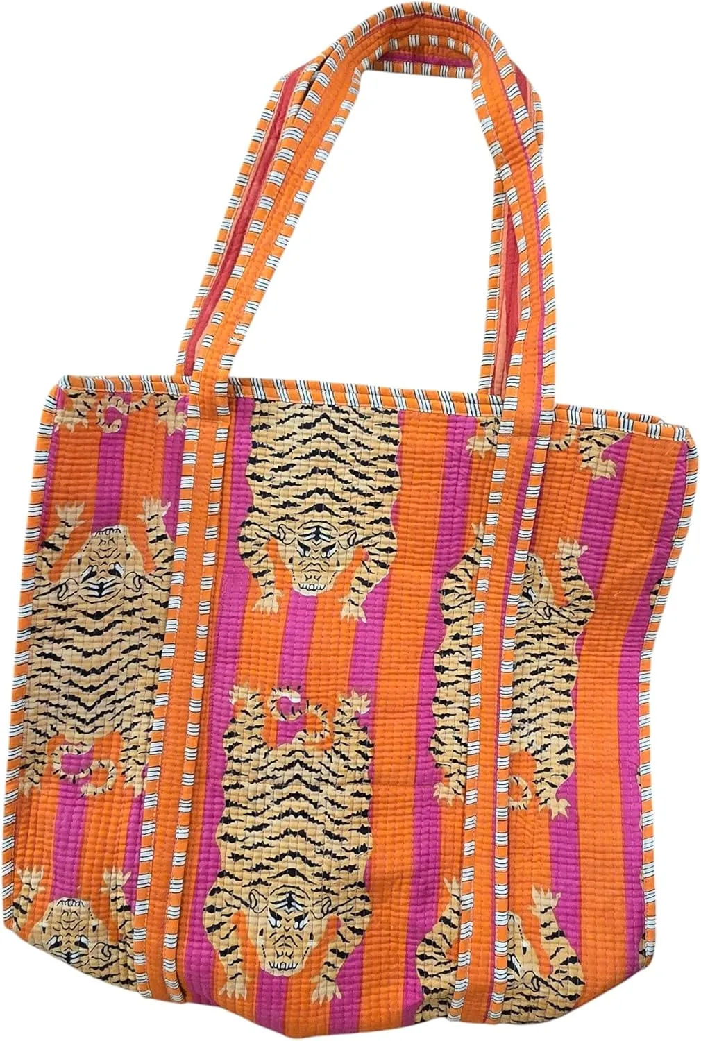 100% Cotton Quilted Tote Bag –Handmade Shoulder Bag Animal Print Lightweight for Shopping, Travel & Daily Use