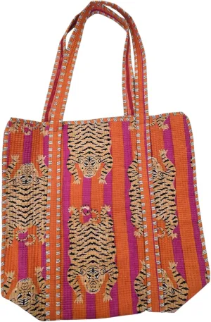 100% Cotton Quilted Tote Bag –Handmade Shoulder Bag Animal Print Lightweight for Shopping, Travel & Daily Use