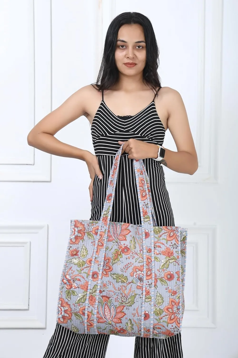 100% Cotton Shoulder Bag Tote Bag Women Reversible Shopping Bag &Grocery Bags Stylish Travel Bag Gift for Her