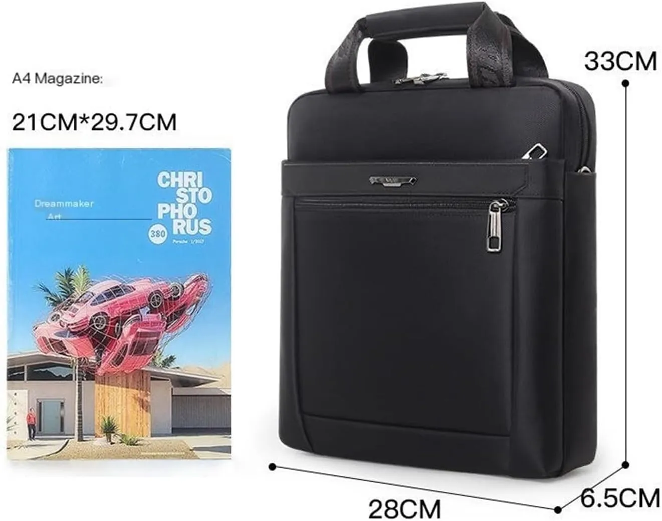 12 Inch Vertical Document Bag Fit for IPAD, Low Water Permeability Shoulder Hand Crossbody Bag for Business Travel