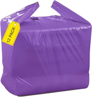 12 PCS Extra Large Moving Bags 39"x 32", 50 Gallon Storage for Clothes, Oversize Toys, Quilts, Blankets, Comforters, Cushion, Curtains, Heavy Duty Plastic Bags with Handles, Purple