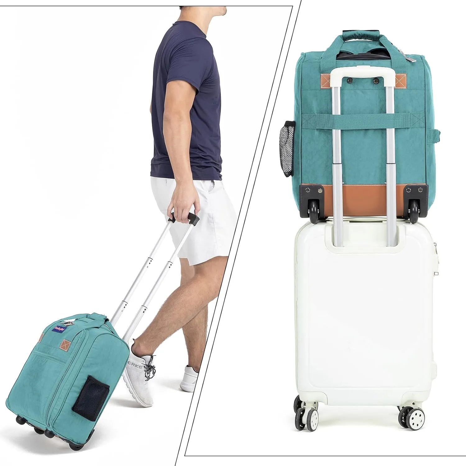 17x13x8 Inches JetBlue Airlines Rolling Personal Item Underseat Travel Bag - Suitable for Major Airlines including Spirit, Jetblue, and Frontier - Duffel Bag Design (Beau Blue)