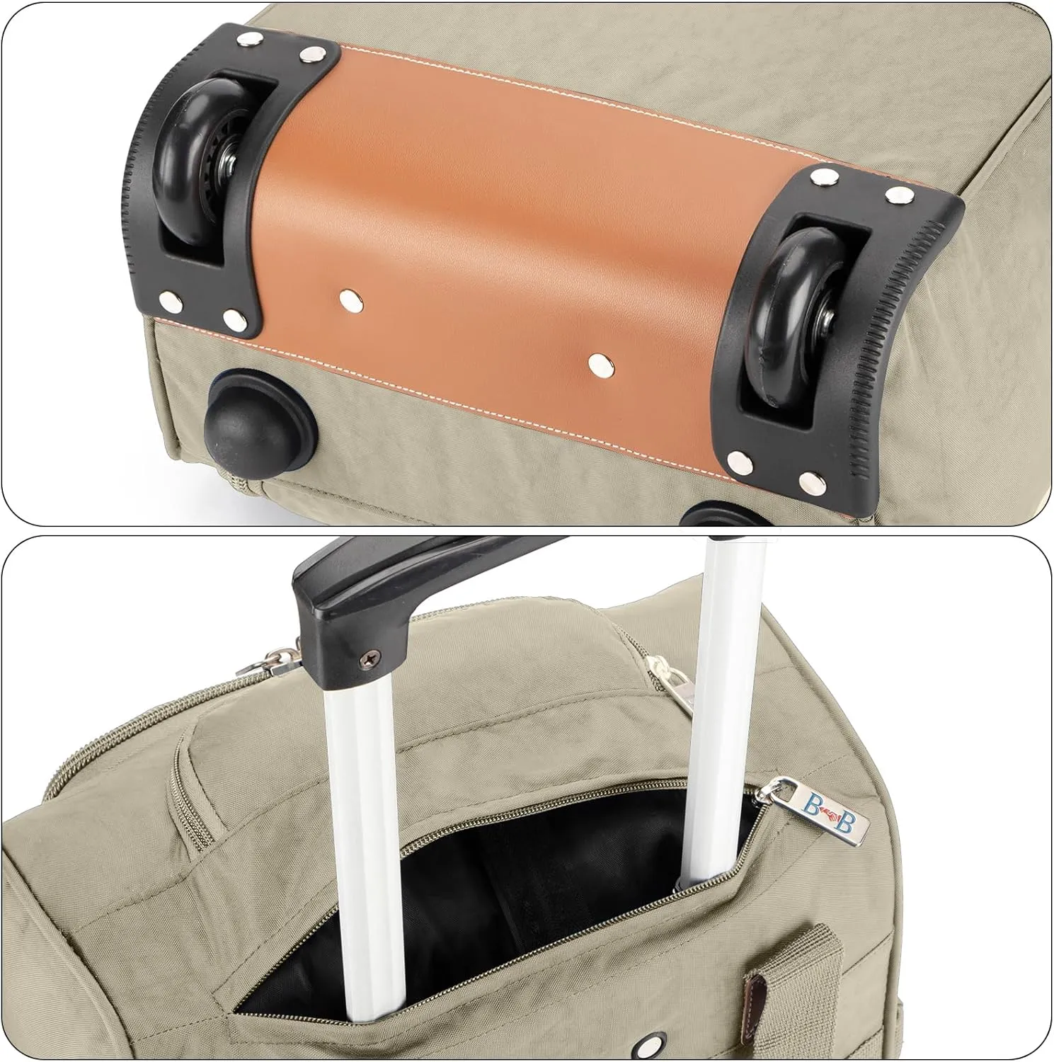 17x13x8 Inches JetBlue Airlines Rolling Personal Item Underseat Travel Bag - Suitable for Major Airlines including Spirit, Jetblue and Frontier- Duffel Bag Design (Ivory)