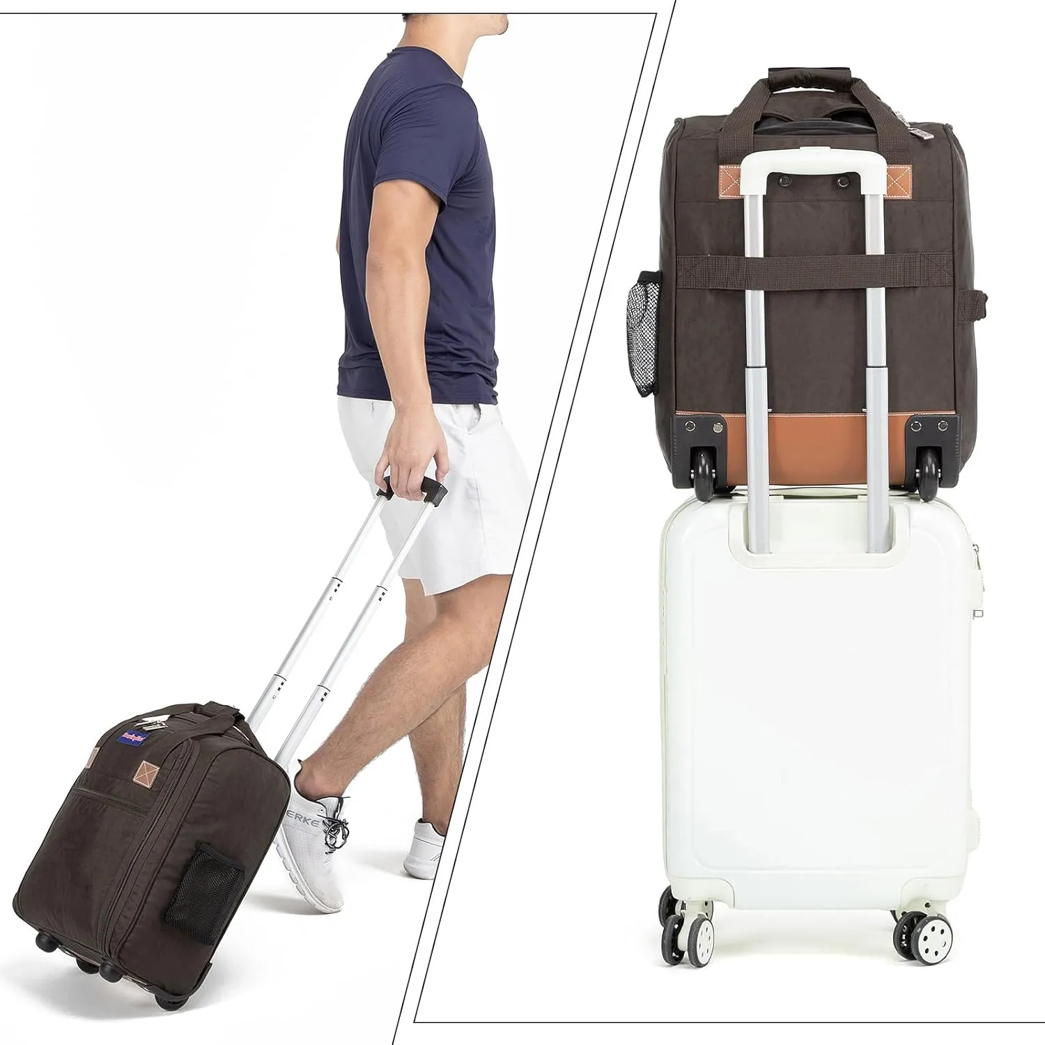 17x13x8 Inches JetBlue Airlines Rolling Personal Item Underseat Travel Bag - Suitable for Major Airlines including Spirit, Jetblue, Frontier, and American - Duffel Bag Design (Beige)