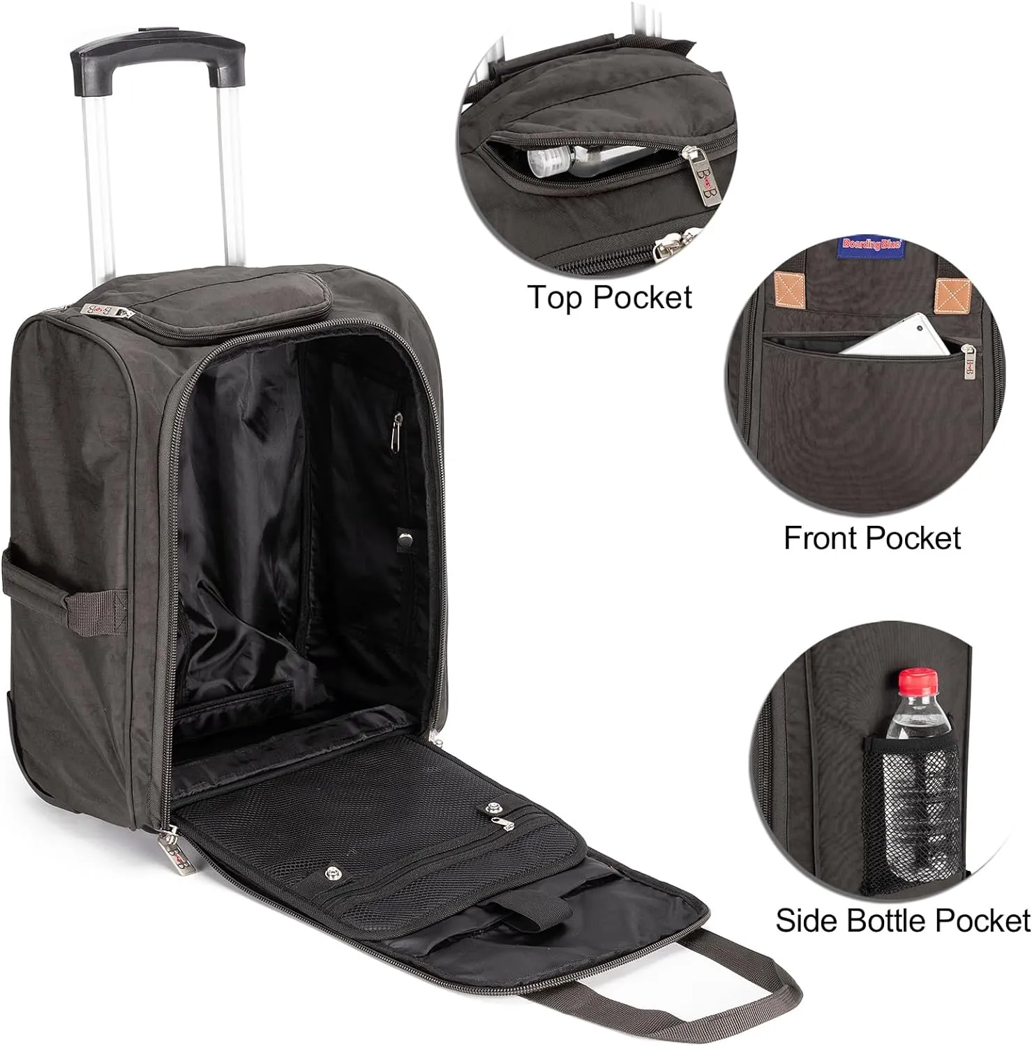 17x13x8 Inches JetBlue Airlines Rolling Personal Item Underseat Travel Bag - Suitable for Major Airlines including Spirit, Jetblue, Frontier, and American - Duffel Bag Design (Beige)