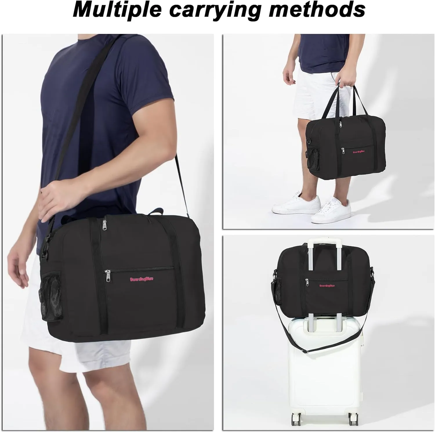 17X13X8 Inches JetBlus Airlines Personal Item Under Seat Duffel bag Suitable for Major Airlines including Spirit, Jetblue, Frontier, and American - Duffel Bag Design (Black)