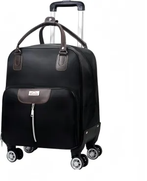 18" Rolling Duffel Bags for Travel with Universal Wheels and Telescoping Handle, Waterproof Oxford Fabric Portable Carry-On Suitcase Spinner Wheeled Travel Luggage for Airplanes Short Trip, Black