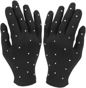 1Pair Figure Skating Performance Gloves with Rhinestones Gloves for Skating Shows Competitions S