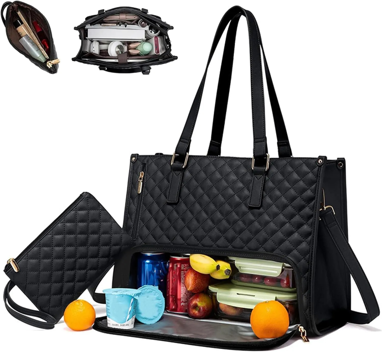 2 in 1 Tote Bag Lunch Bag Combo Laptop Lunch Bag Combo Women 15.6 Inch Tote Bag with Lunch Compartment, The Ultimate 2-in-1 Lunch Tote Bags – Elegance Meets Functionality