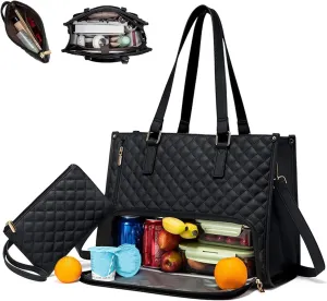 2 in 1 Tote Bag Lunch Bag Combo Laptop Lunch Bag Combo Women 15.6 Inch Tote Bag with Lunch Compartment, The Ultimate 2-in-1 Lunch Tote Bags – Elegance Meets Functionality