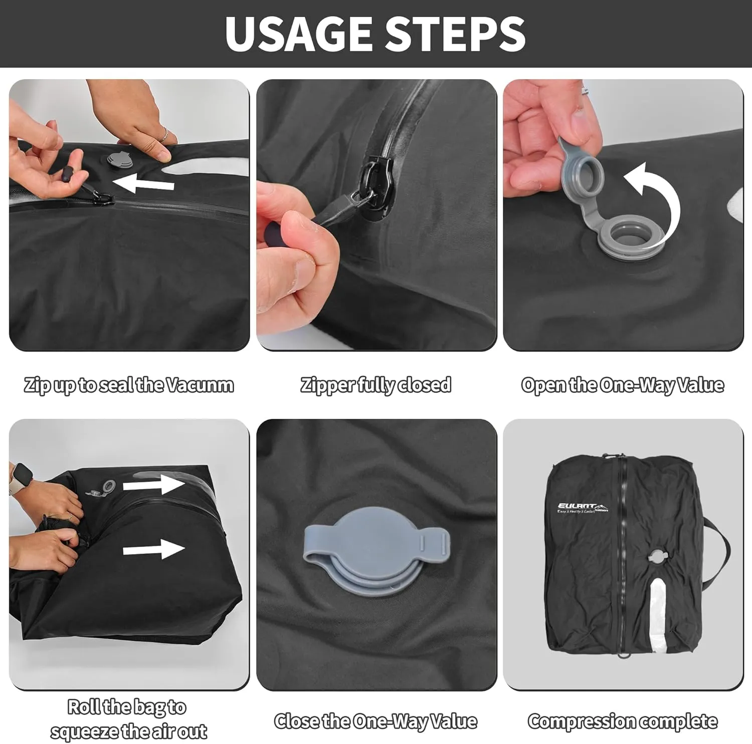 2 Pack Reusable Vacuum Bags for Travel,Waterproof Professional IP67 Zipper Reusable Vacuum Compression Bags,Space Saver Bags for Suitcases Backpack(No Pump)
