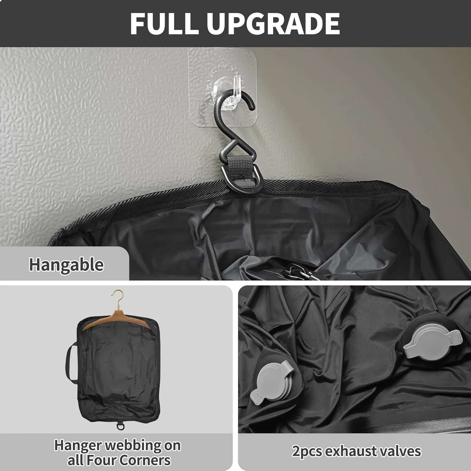 2 Pack Reusable Vacuum Bags for Travel,Waterproof Professional IP67 Zipper Reusable Vacuum Compression Bags,Space Saver Bags for Suitcases Backpack(No Pump)