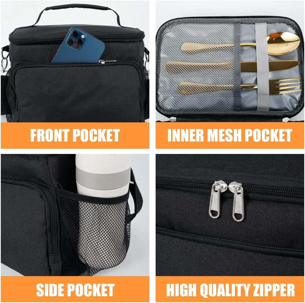 2 PCS Insulated Food Bag Leak Proof Insulated Meals Bag with Adjustable Shoulder Strap Waterproof Insulated Bag Large Capacity Insulated Box Cooler Bags for Office Picnic