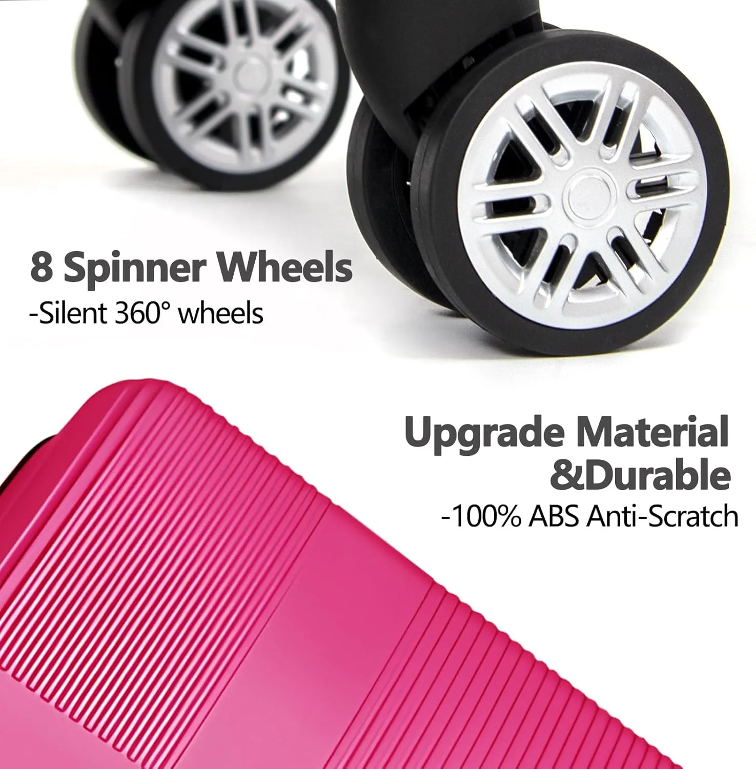 20 Inch Carry on Luggage 22x14x9 Airline Approved, Hard Shell Suitcase with Spinner Wheels, Lightweight Rolling Luggage for Travel,Rose Red