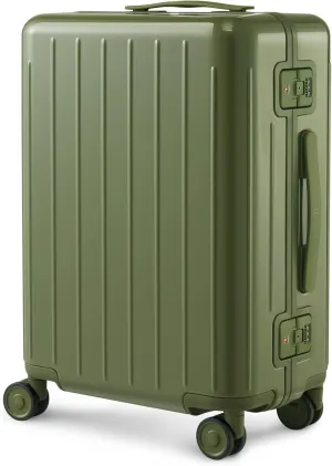 20 Inch Zipperless Luggage, Aluminium Frame Luggage, Carry on Luggage 22x14x9 Airline Approved, Hard Shell Suitcase with Spinner Wheels, Dual TSA Lock (Army Green, Manhattan Pro)