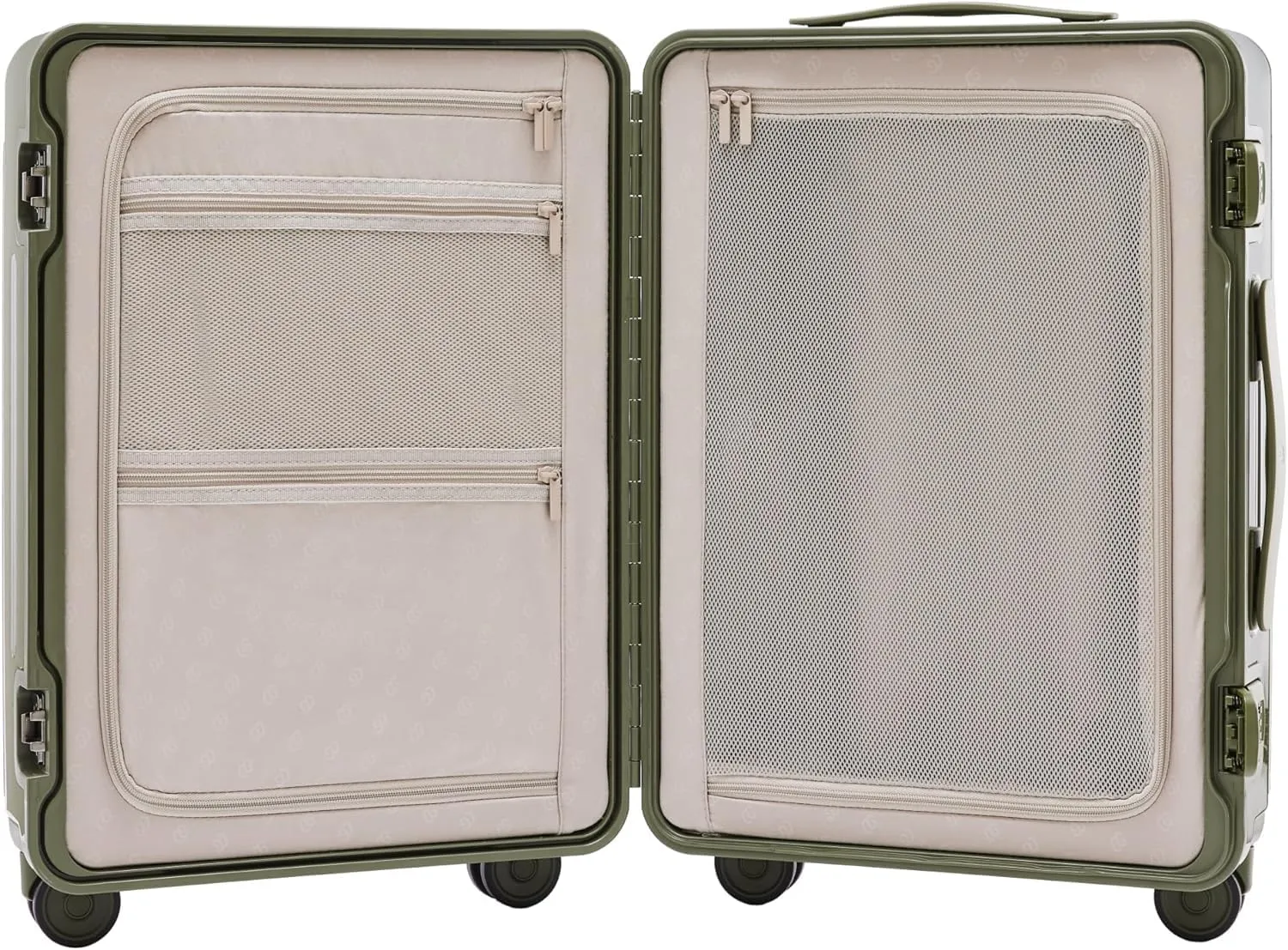 20 Inch Zipperless Luggage, Aluminium Frame Luggage, Carry on Luggage 22x14x9 Airline Approved, Hard Shell Suitcase with Spinner Wheels, Dual TSA Lock (British Green, Manhattan Pro)