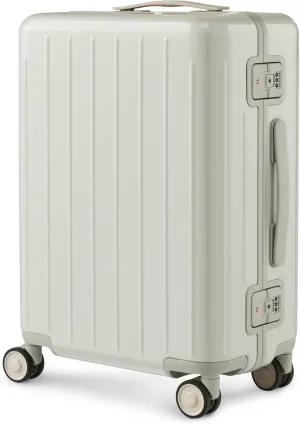 20 Inch Zipperless Luggage, Aluminium Frame Luggage, Carry on Luggage 22x14x9 Airline Approved, Hard Shell Suitcase with Spinner Wheels, Dual TSA Lock (White, Manhattan Pro)