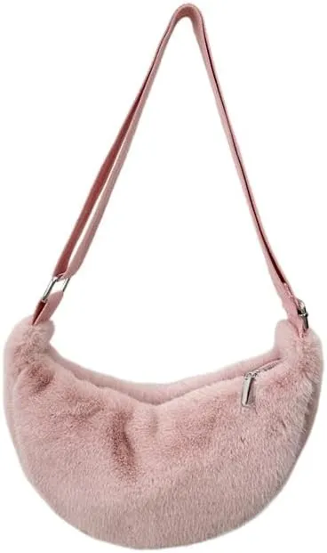 2024 Women's Plush Crossbody Dumpling Bag, Smart Casual Crossbody Shoulder Bag Y2K Purse Women's Crescent Bag
