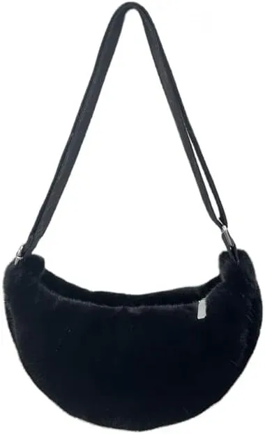 2024 Women's Plush Crossbody Dumpling Bag, Smart Casual Crossbody Shoulder Bag Y2K Purse Women's Crescent Bag