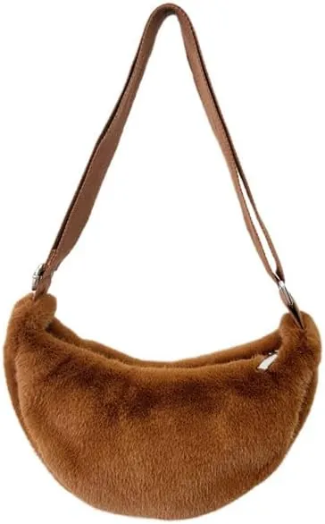 2024 Women's Plush Crossbody Dumpling Bag, Smart Casual Crossbody Shoulder Bag Y2K Purse Women's Crescent Bag
