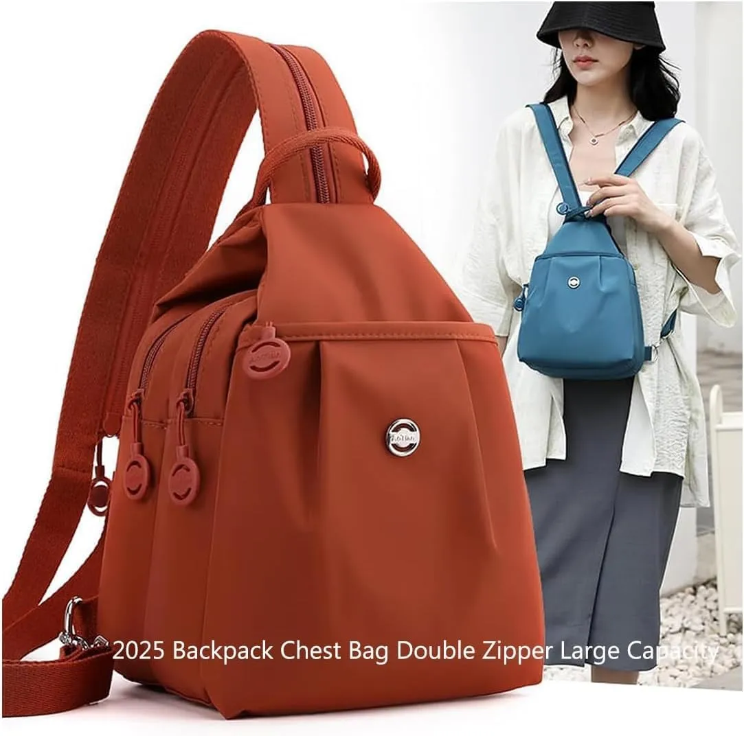 2025 Backpack Chest Bag Double Zipper Large Capacity, Vovtva Bag, Vovtv Street Lite Chic Versatile Travel Bags (1, Orange)