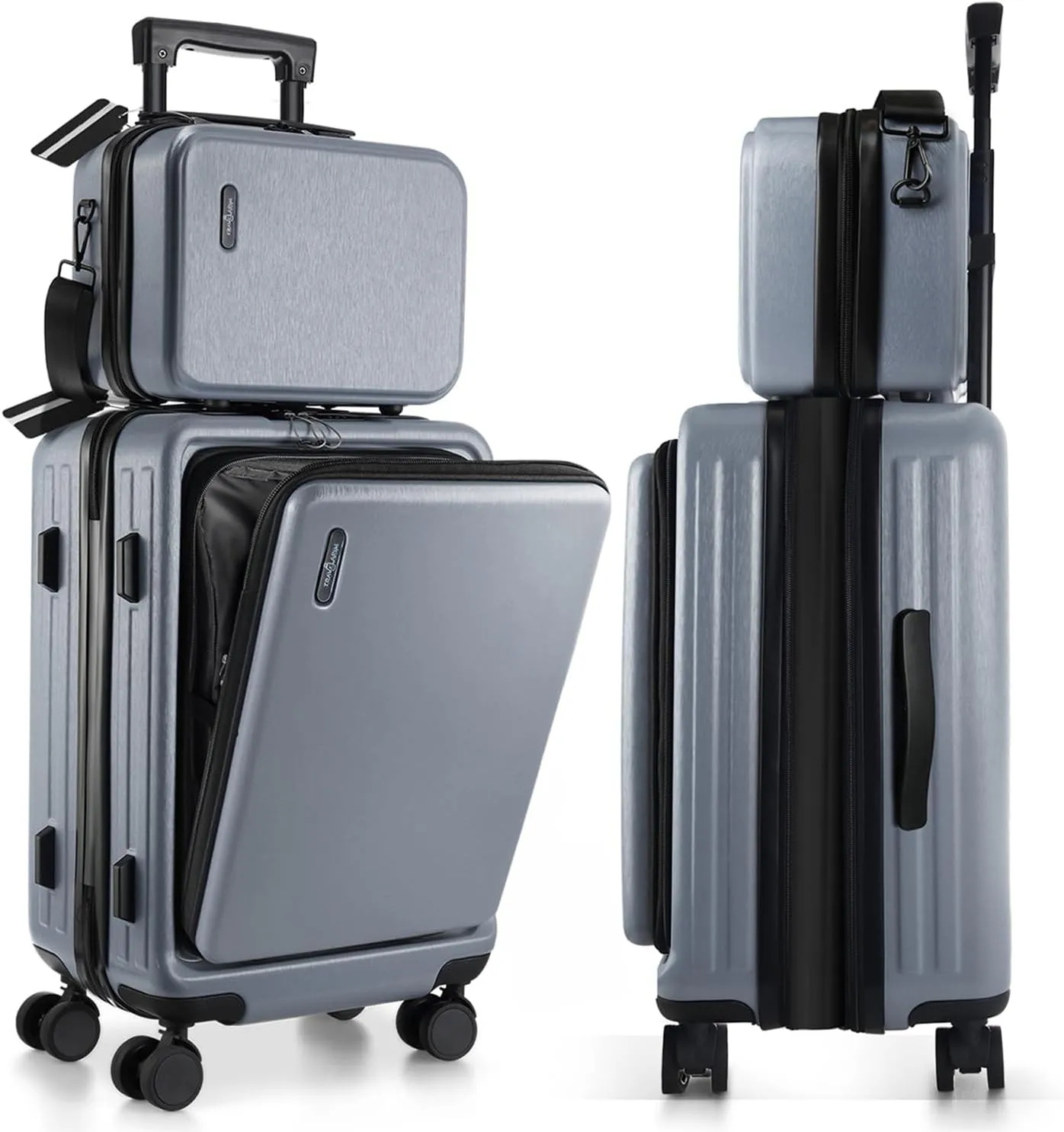 22 Inch Carry On Luggage, Carry On Suitcase with Wheels, Hardside Luggage Carry-On, Expandable Grey Small Suitcase, Hard Shell Carry-on Luggage, Spinner Luggage with Cosmetic Bag