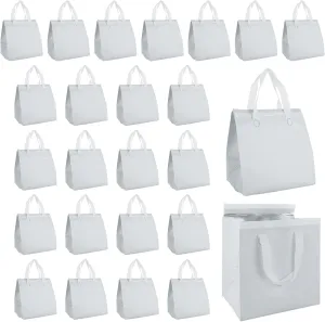 25 Pack Insulated Take Away Bags, Small Insulated Cooler Bag Grocery Bags, Disposable Lunch Bags, White Thermal Bag for Hot&cold Frozen Food, Food Delivery, 9.5 x 6 x 10 Inches