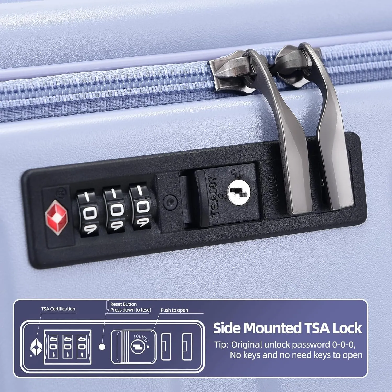 29 Inch Luggage with Expansion & Side Opening Design, 50 * 31(35)*76cm, 117L~133L Ligthweight ABS PC Hardshell Checked Suitcase, TSA Lock & YKK Zipper with HINOMOTO 360° Wheels, LiLac Purple