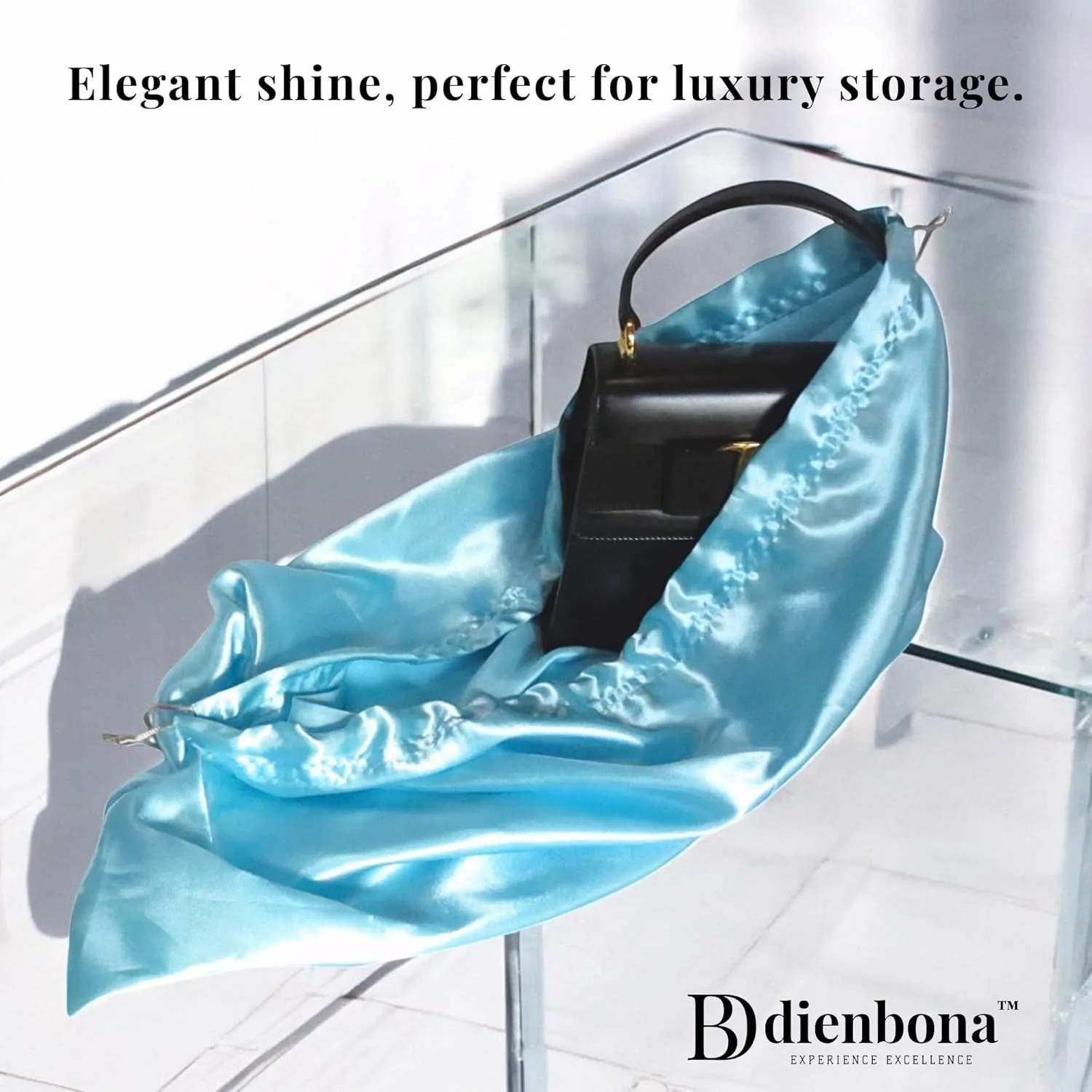 3 or 4 Packs Silky Satin Drawstring Dust Bag, Moisture-Resistant Storage Cover for Purses and Travel Accessories (Ice Blue, 3 Pcs - 23.5 x 19.75 in)