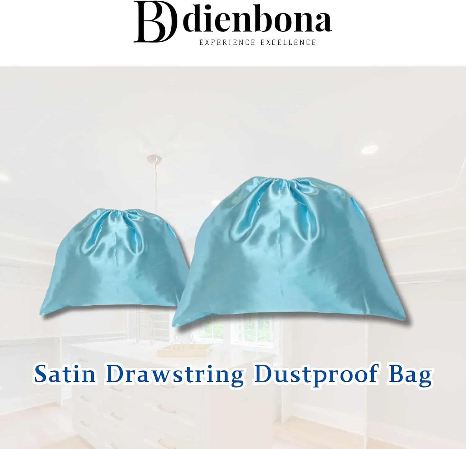 3 or 4 Packs Silky Satin Drawstring Dust Bag, Moisture-Resistant Storage Cover for Purses and Travel Accessories (Ice Blue, 3 Pcs - 23.5 x 19.75 in)