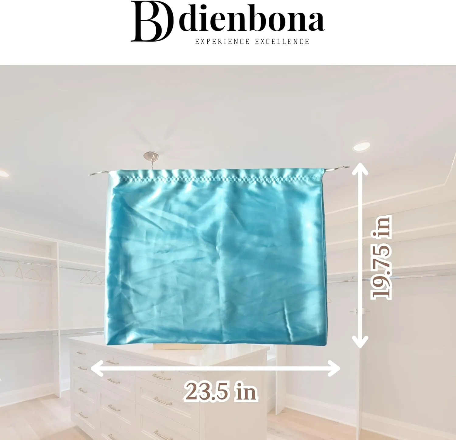 3 or 4 Packs Silky Satin Drawstring Dust Bag, Moisture-Resistant Storage Cover for Purses and Travel Accessories (Ice Blue, 3 Pcs - 23.5 x 19.75 in)