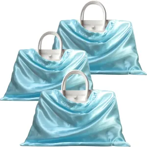 3 or 4 Packs Silky Satin Drawstring Dust Bag, Moisture-Resistant Storage Cover for Purses and Travel Accessories (Ice Blue, 3 Pcs - 23.5 x 19.75 in)