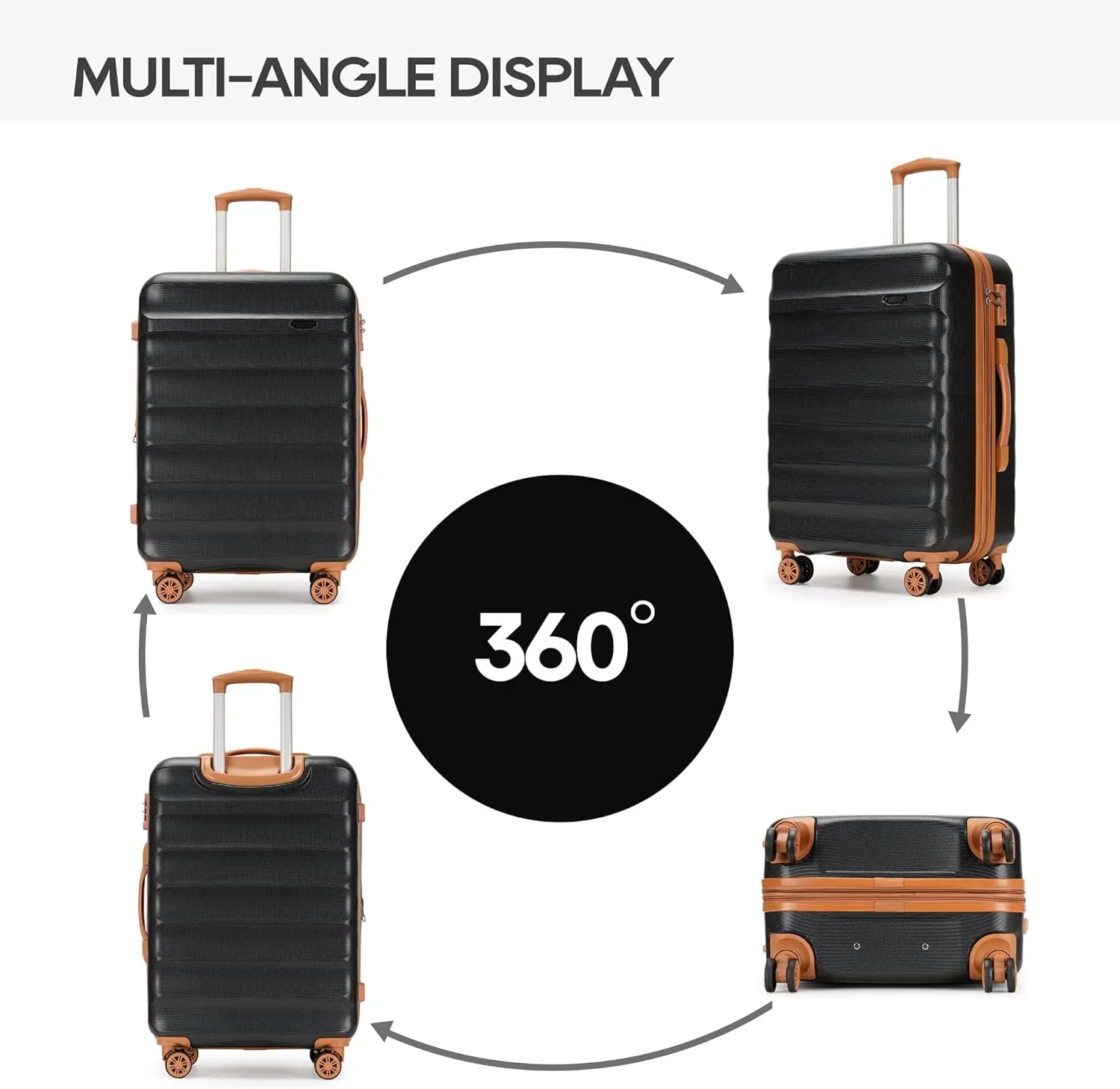 3-piece expandable luggage sets with Spinner Wheels， Suitcase with TSA Lock，Large Luggage for Family Travel & carry on 20/24/28，Black   Brown color