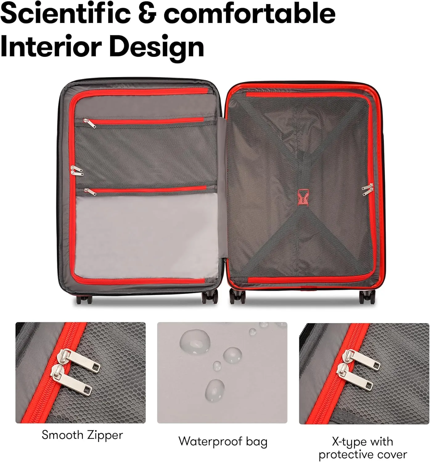 3 Piece Hard Shell Luggage Sets Large Hardside Suitcase Set with Spinner Wheels TSA Lock, 20in/25in/29in, Red