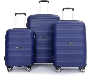 3-Piece Hardshell Luggage Set (20"/24"/28") - Lightweight PP Suitcases with Lock & 360° Spinner Wheels - Expandable Carry-On & Checked Luggage (Navy   Polypropylene)