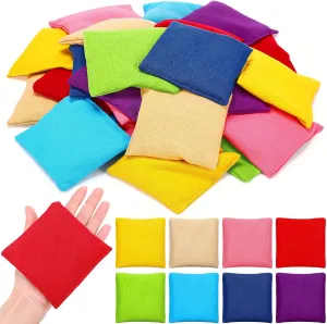 32 Pack Bean Bags Toss for Kids Cornhole Bean Bags Colorful Bean Bags for Tossing Canvas Toss Bags Hand Toy Toss Games Weights for Outdoor Yard Games, Assorted Colors (Fresh Colors,3.94 x 3.94 Inch)