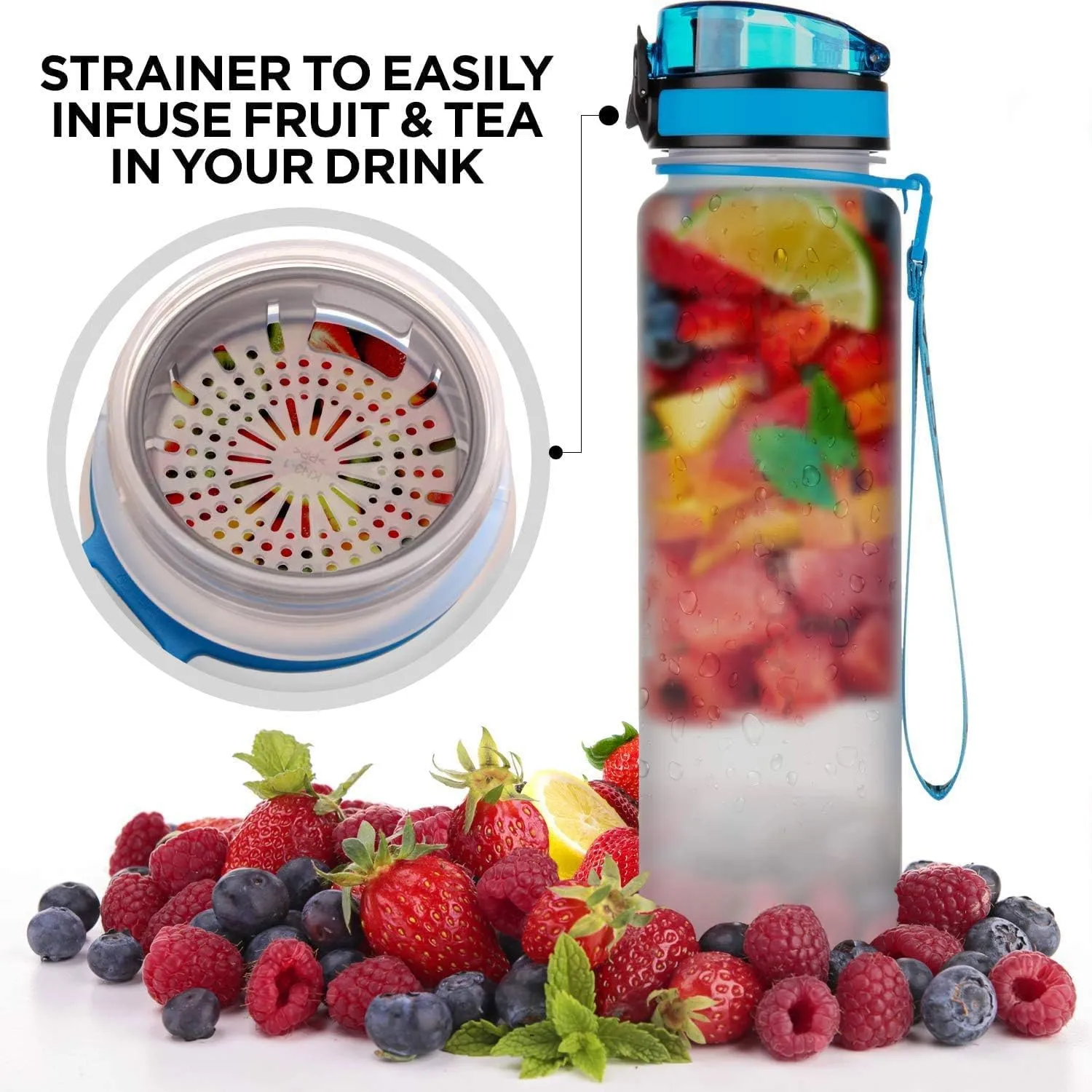 32oz 1liter Sloth Good day to be Happy, Inspirational Motivational Water Tracker Bottle with Times Marker & Removable Strainer, Water Bottle with Time to Drink for Sports, Home, Work