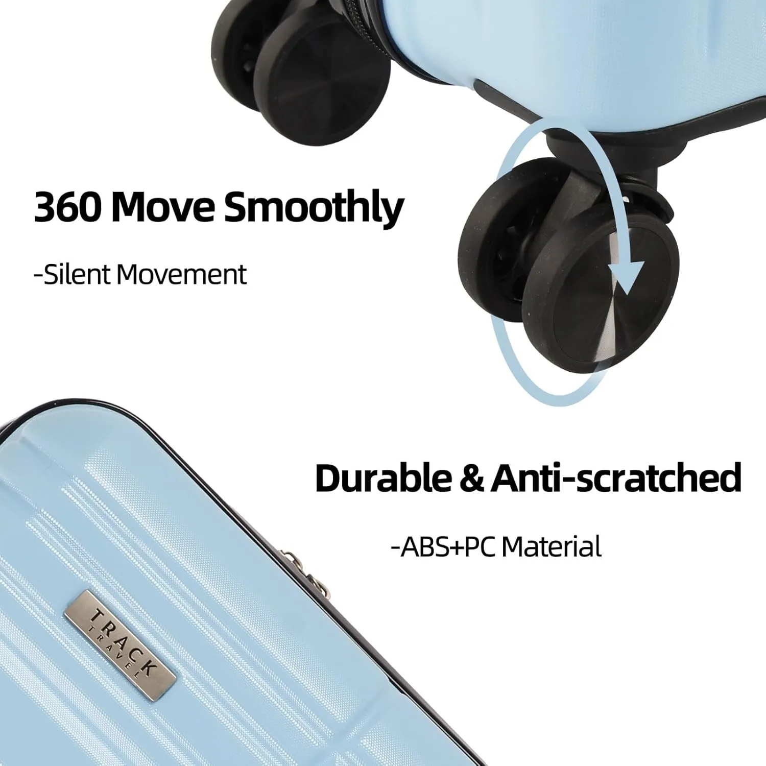 4 Piece Luggage Set ABS PC Expandable Hardshell TSA Lock Aluminum Trolley Spinner Wheels (Sky Blue, 6 Piece Set)