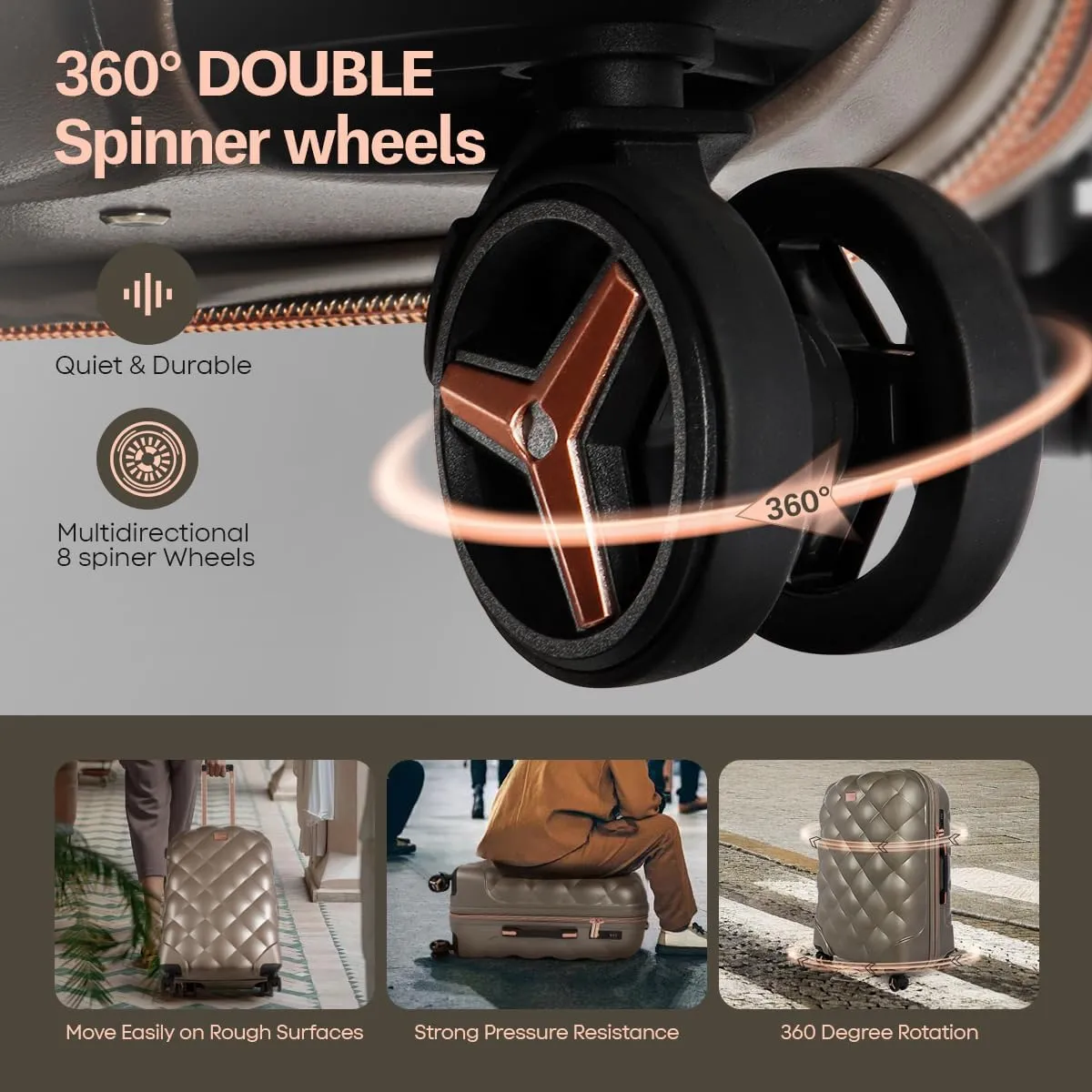 4 Piece Luggage Set,Lightweight Carry on Luggage,Carry on Suitcase,Polycarbonate Expandable Hard Case Luggage with Wheels,Travel Pro Carry-On Luggage,TSA LOCK,ELEPHANTSKIN