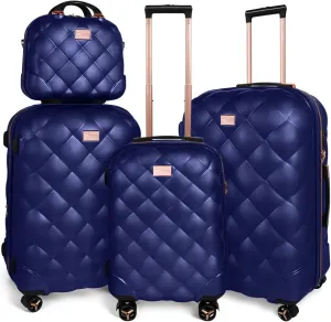 4 Piece Luggage Set,Lightweight Carry on Luggage,Carry on Suitcase,Polycarbonate Expandable Hard Case Luggage with Wheels,Travel Pro Carry-On Luggage,TSA LOCK,NAVY