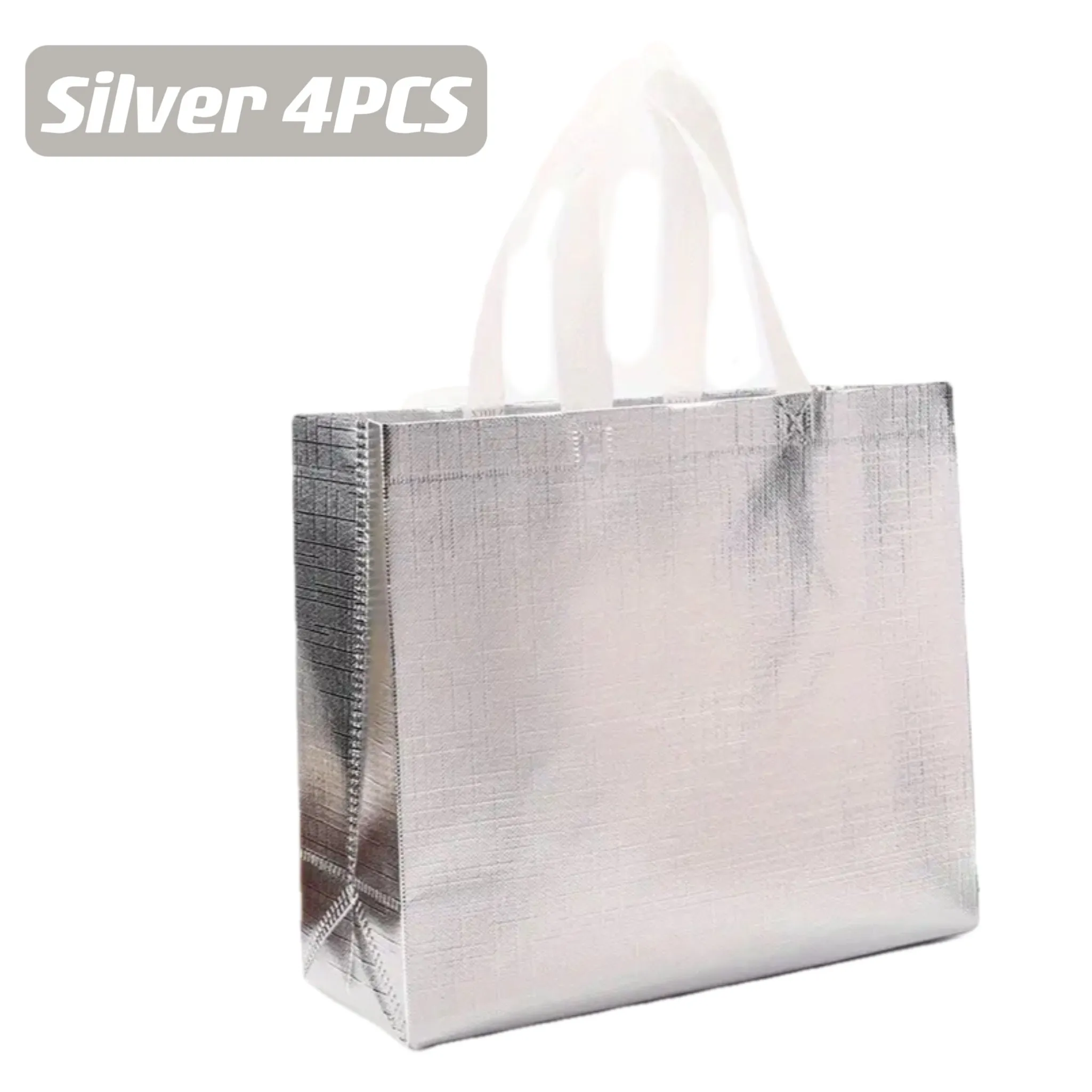4pcs Gift Bags, Large Glitter Reusable Shopping Bag With Handle, Trendy Tote Bag For Birthday Party, Valentines, Mother's Day & Christmas