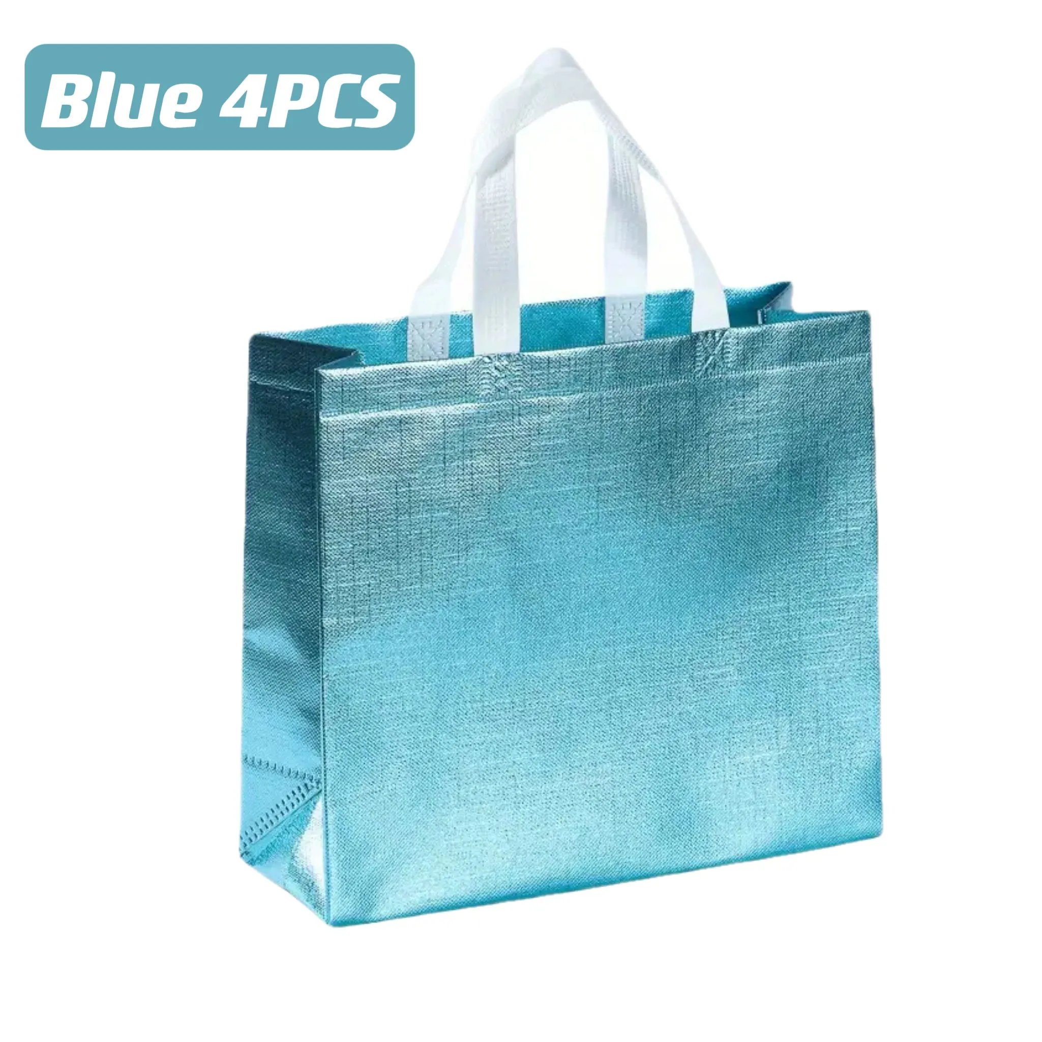 4pcs Gift Bags, Large Glitter Reusable Shopping Bag With Handle, Trendy Tote Bag For Birthday Party, Valentines, Mother's Day & Christmas