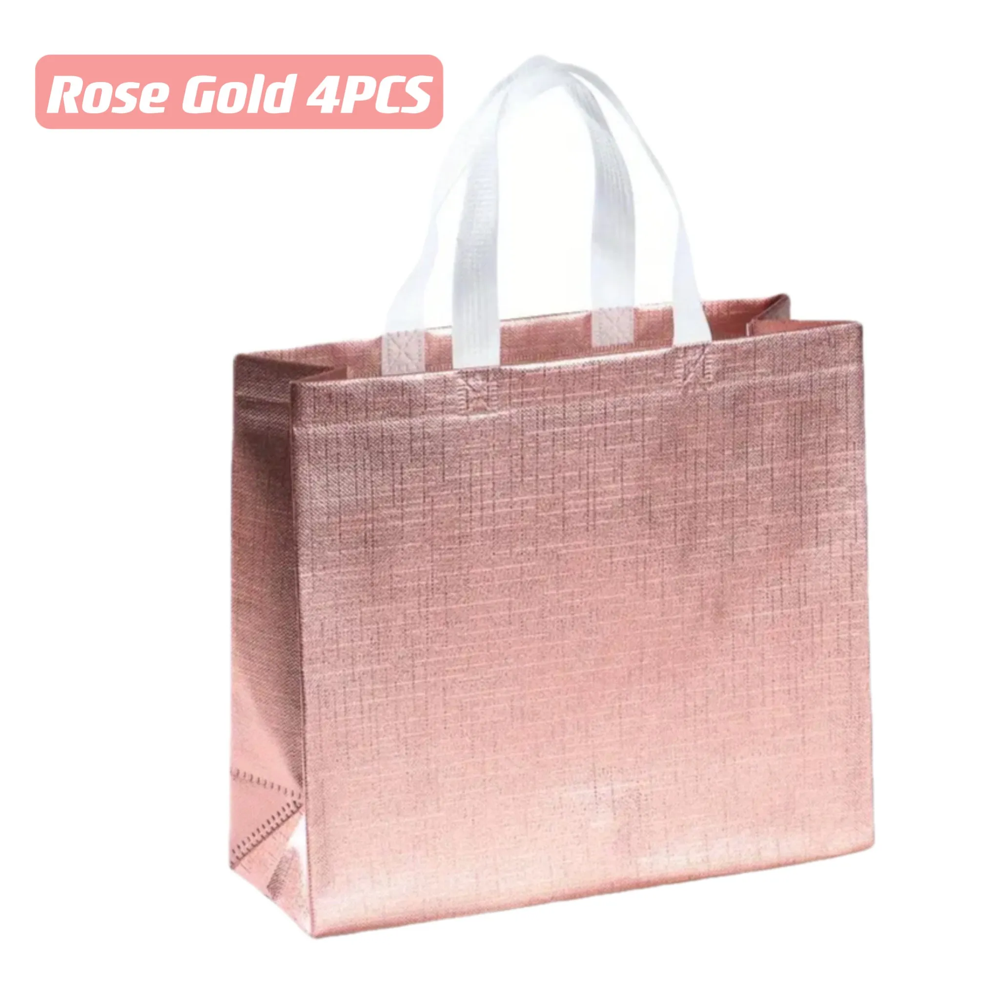 4pcs Gift Bags, Large Glitter Reusable Shopping Bag With Handle, Trendy Tote Bag For Birthday Party, Valentines, Mother's Day & Christmas