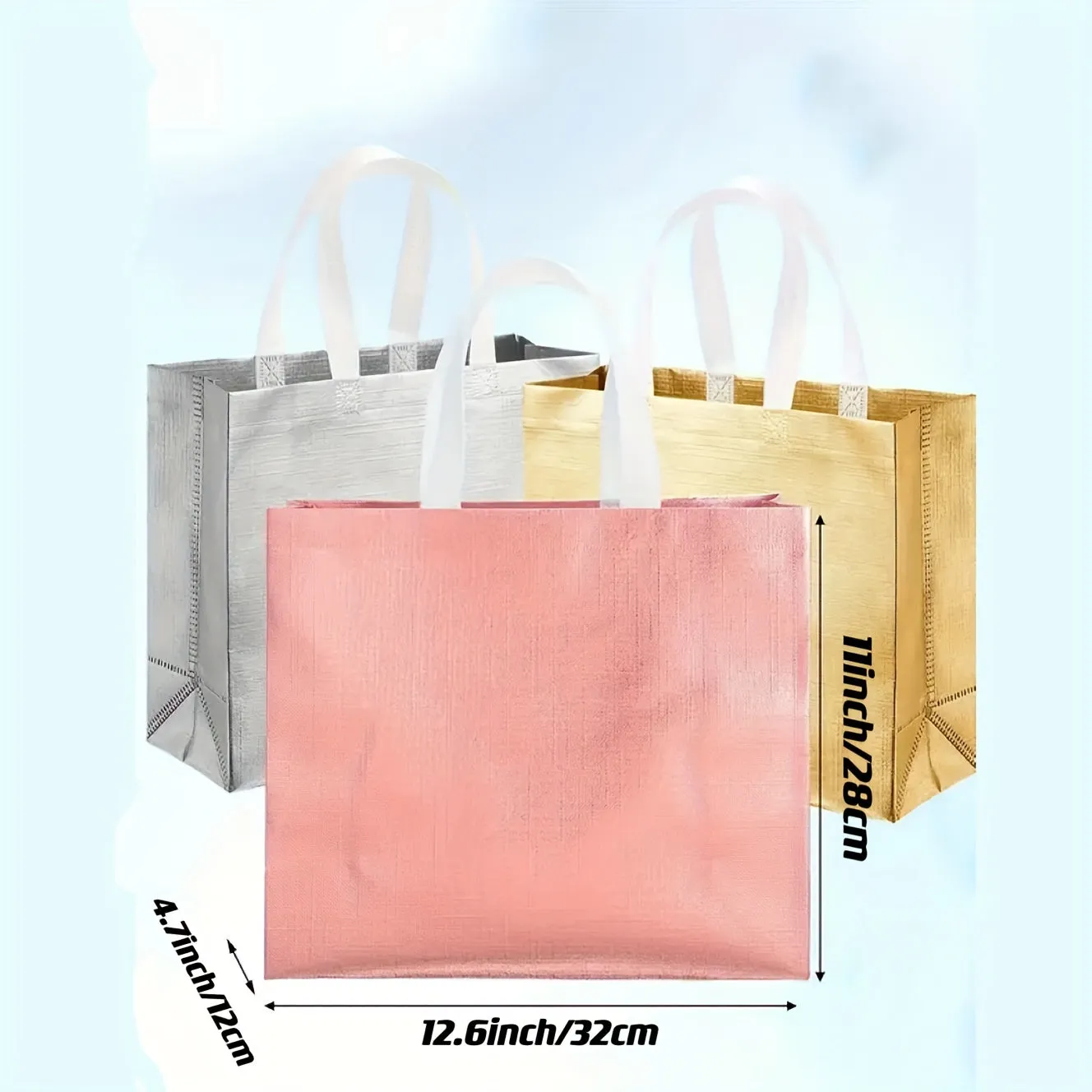 4pcs Gift Bags, Large Glitter Reusable Shopping Bag With Handle, Trendy Tote Bag For Birthday Party, Valentines, Mother's Day & Christmas
