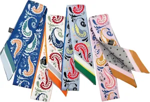 4pcs Purse Scarf For Handbags Silk Head Scarf For Hair Fashion Skinny Scarf For Women Long Neckerchief
