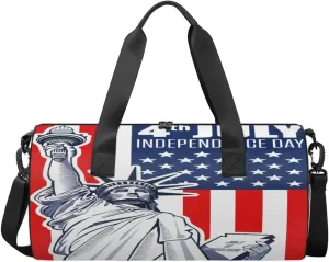 4th Of July Independence Day Travel Duffel Bag Statue of Liberty New York Sports Gym Bag Men Women Sports Travel Luggage Bag 17.6”×9”×9 “ Duffel Bag Weekend Overnight Gym Bag Nvenient For Carrying